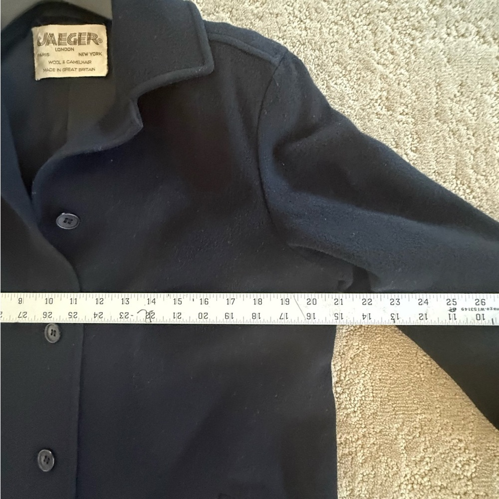 Jaeger London Black Wool Camel Hair Coat Minimalist Long UK 8 US medium - Picture 4 of 6